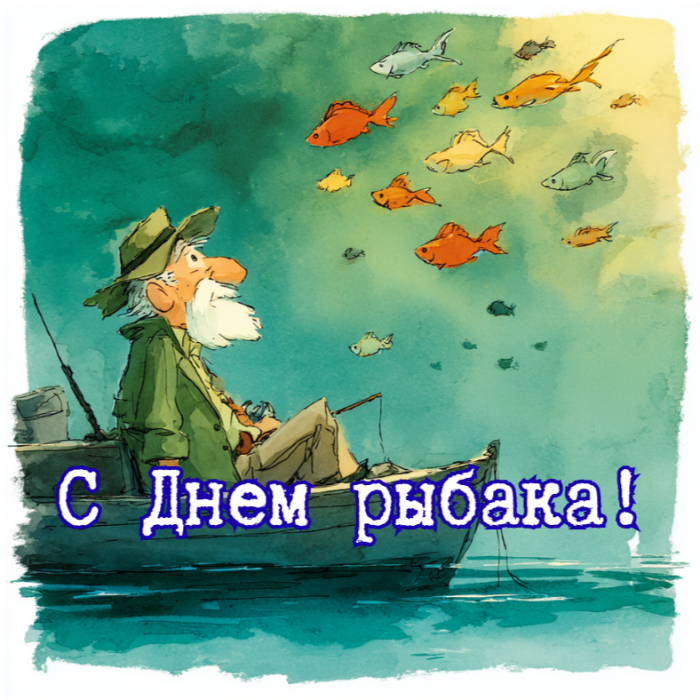 40 открыток на День рыбака: забавные картинки для тех, кто не представляет свою жизнь без удочки