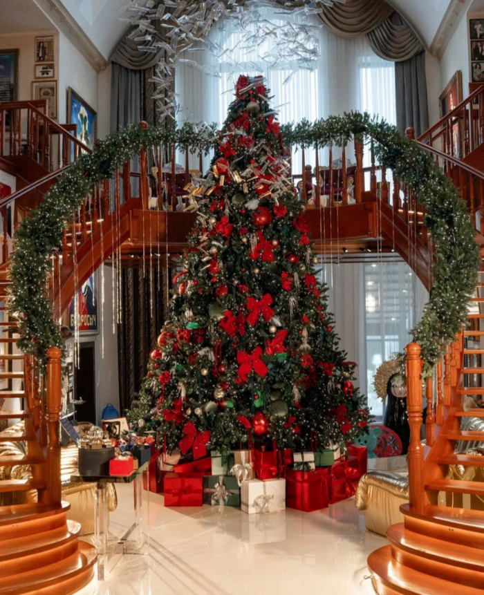 Сушки вместо шаров и гирлянды, которые видно из космоса: самые красивые новогодние елки российских звезд 2026