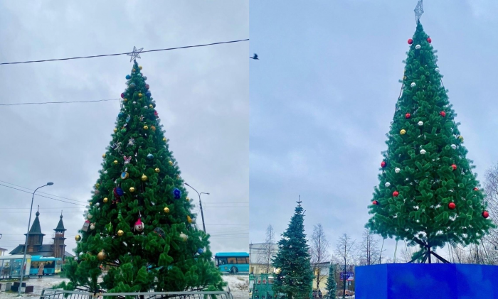 В Архангельске продолжают устанавливать главную городскую ёлку