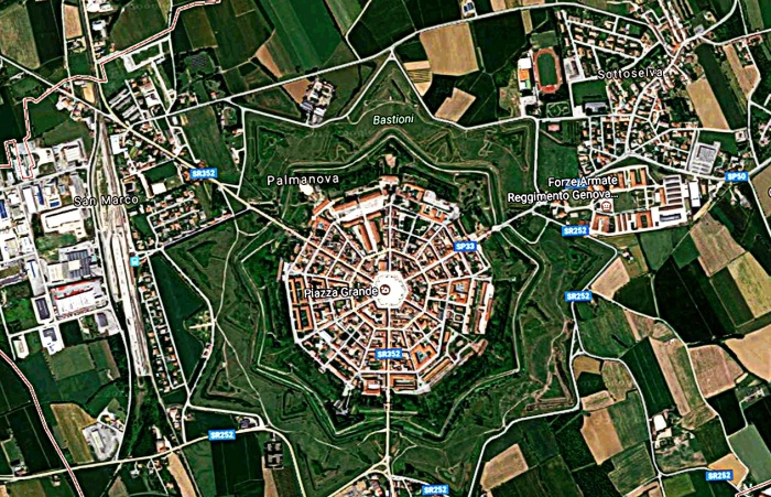 Средневековая утопия: итальянский город-крепость в форме идеальной девятиконечной звезды