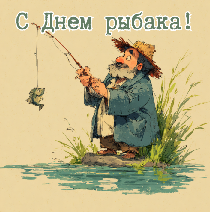 40 открыток на День рыбака: забавные картинки для тех, кто не представляет свою жизнь без удочки