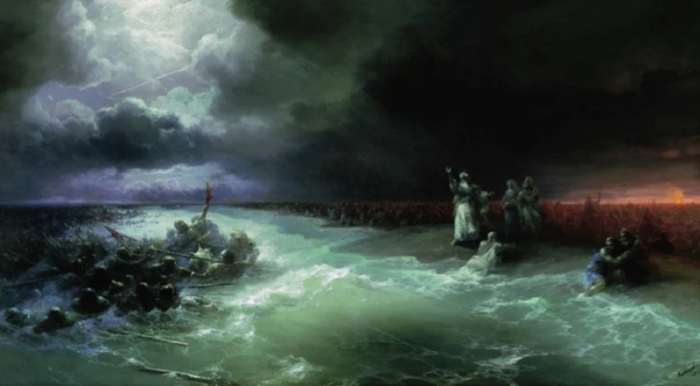 И гнал Господь море сильным восточным ветром