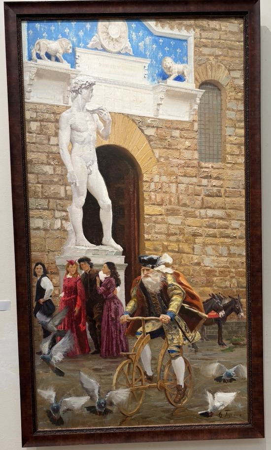 В Москве Леонардо да Винчи рассекает на велосипеде