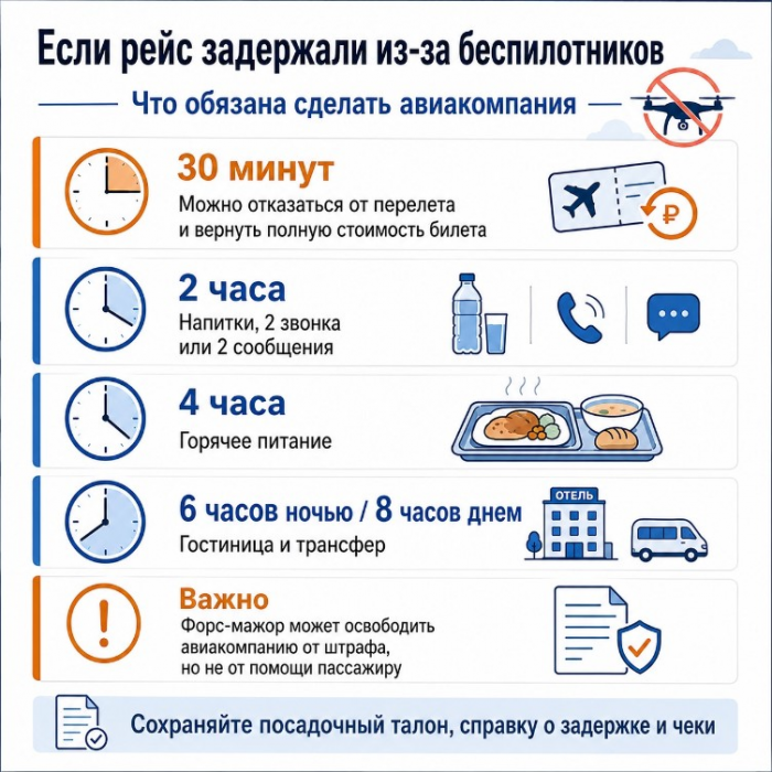 Что делать при задержке или отмене рейса из-за беспилотников